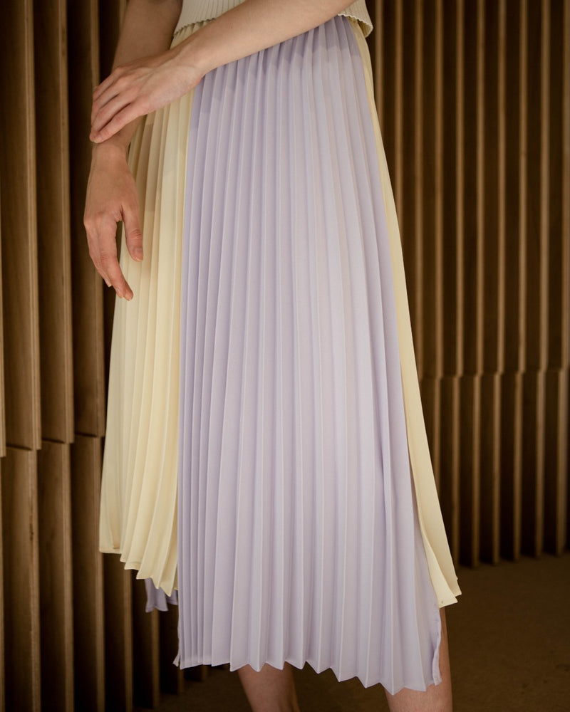 Lilac & Yellow Pleated Skirt