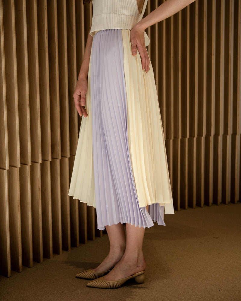 Lilac & Yellow Pleated Skirt