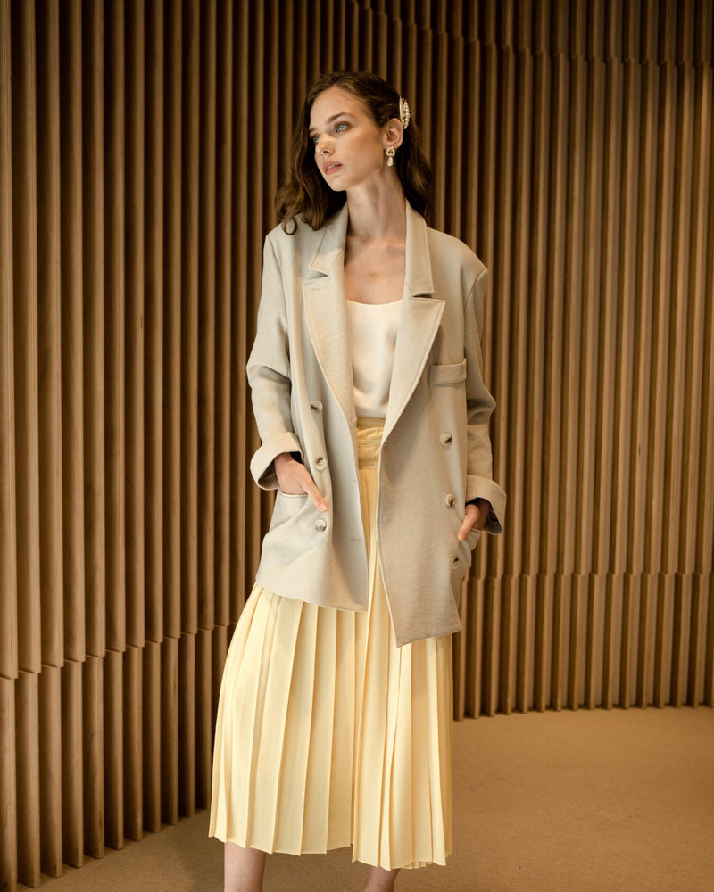 Tapestry Beige Double-Breasted Blazer