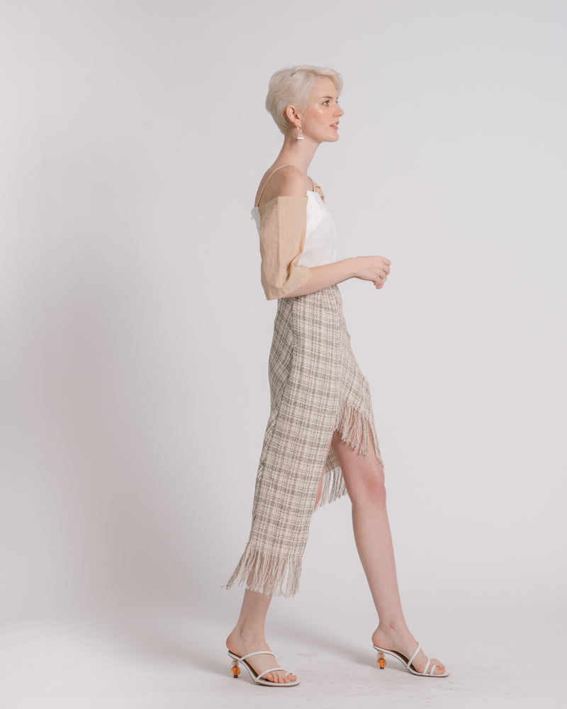 Fringed Tweed Skirt