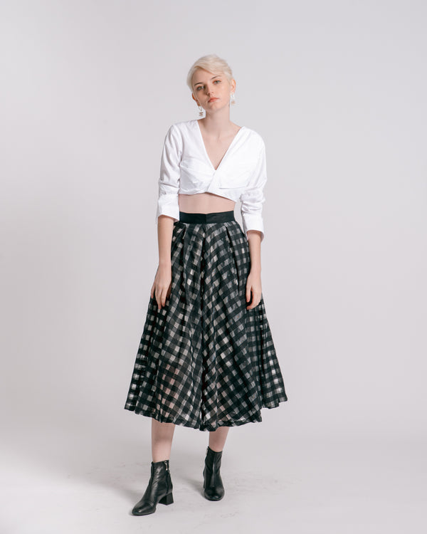 Black Checked Maxi Skirt