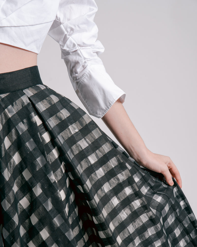 Black Checked Maxi Skirt