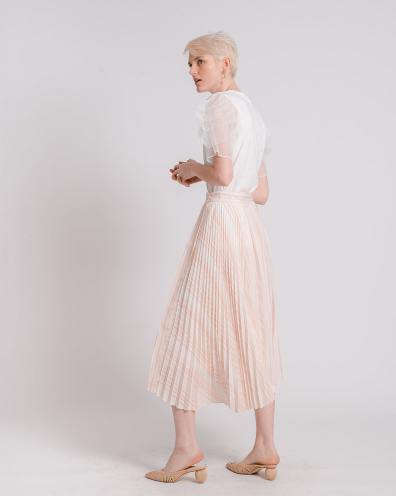 Pink & White Striped Wrap Skirt