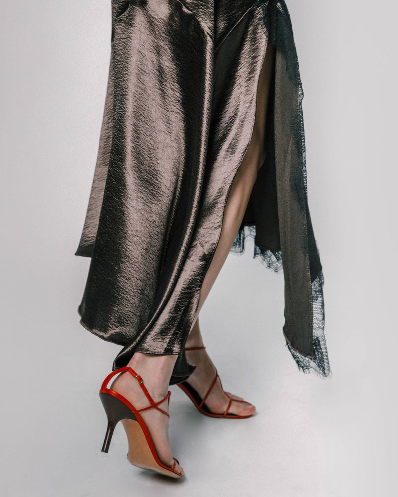 Dark Bronze Lace Slip Dress