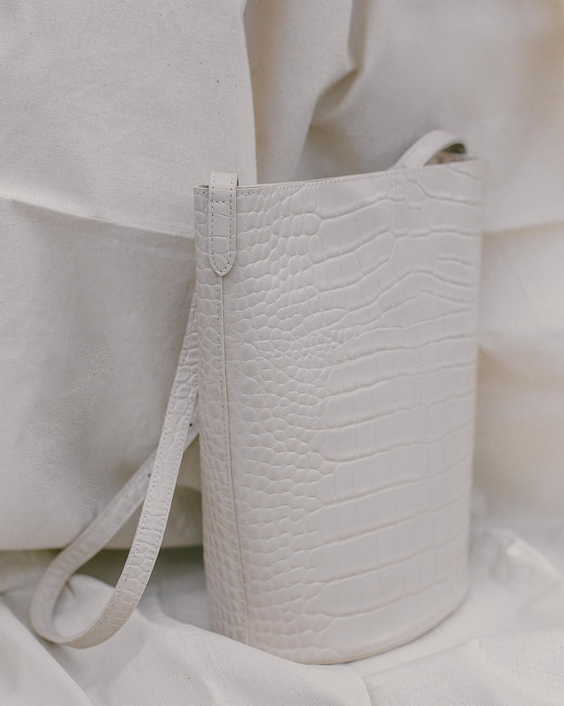 Ivory Textured Leather Bag