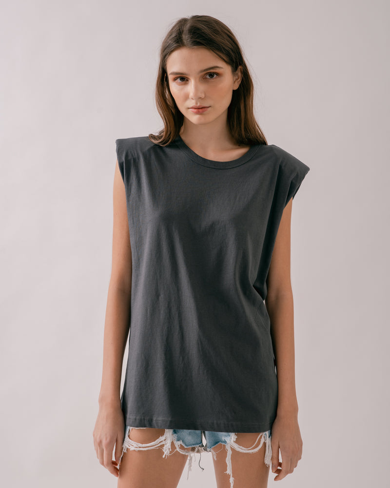 Charcoal Padded Shoulder Muscle Tee