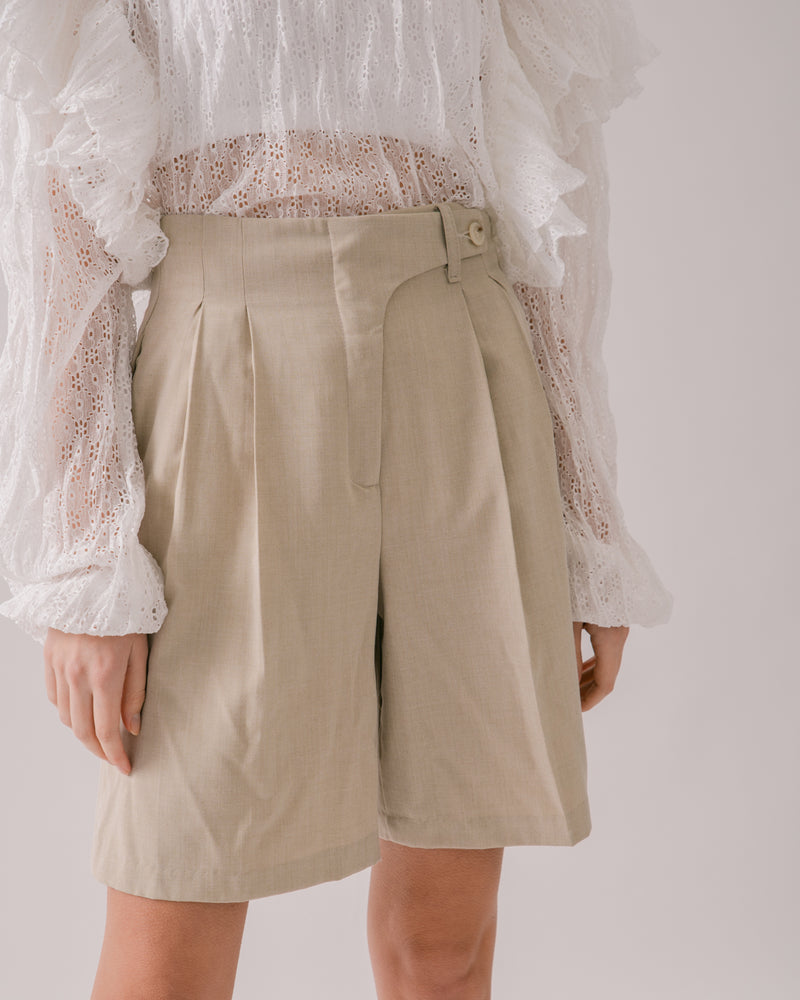 Beige Tailored Shorts