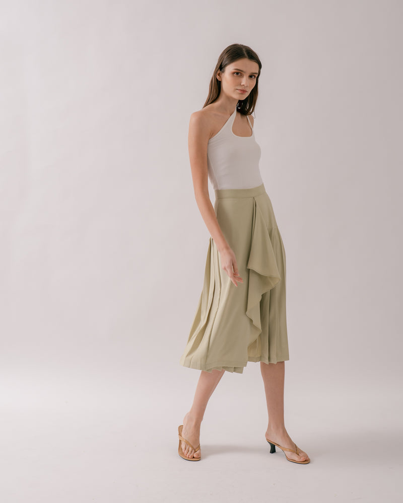 Sage Green Pleated Skirt